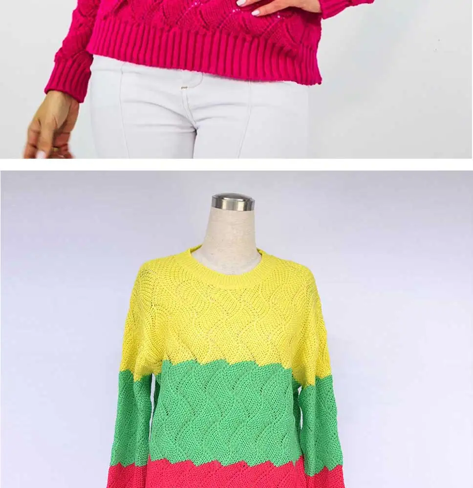 BEFORW, Осень-зима, контрастный цвет, женский свитер, Повседневный, с длинным рукавом, пуловеры для женщин, с круглым вырезом, вязаные топы, женский джемпер, мягкий