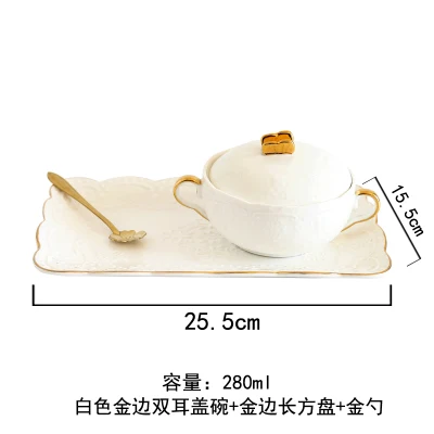 Керамическая покрытая тушеная миска для супа чаша Птичье гнездо миска для десерта чаша Континентальный корт винтажный Пномпень чаша с ручками - Цвет: 12