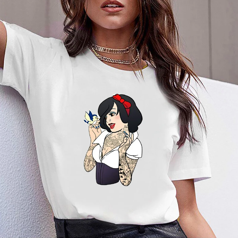 Женская футболка с графикой, лето, принцесса, Vogue, Harajuku, женская футболка, забавные корейские топы, Kawaii, уличная одежда, Camiseta Mujer, футболка