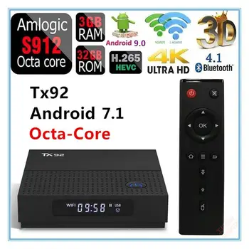 

Tanix TX92 TV Box Amlogic S912 Octa-core Android 7.1 set top Box DDR3 BT4.1 Set Top Box 3G+32G 2.4G/5G Wifi Media Player PK X96