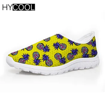 

HYCOOL Girls Women's Slip-on Flats Pineapple Print Mesh Shoes Leisure Breathable Shoes for Female Lady Zapatos Mujer Wholesale