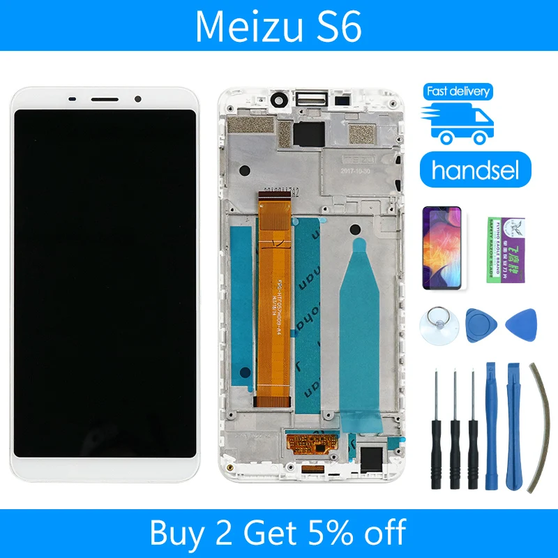 

New Original factory For Meizu S6 Display LCD di Tocco Digitale Dello SchermoM + Touch pannello Digitizer Telaio Per M6s Mblu S6