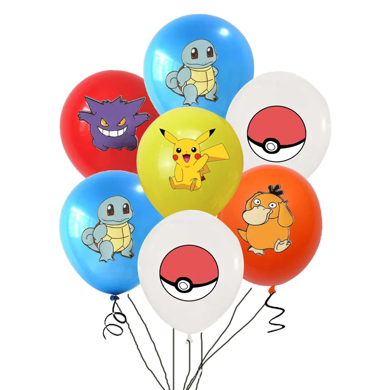 New10/20pcs Pokemon theme Pikachu Little Fire Dragon Jenny Turtle Cartoon Latex Balloon Children's birthday party decor balloons | Дом и