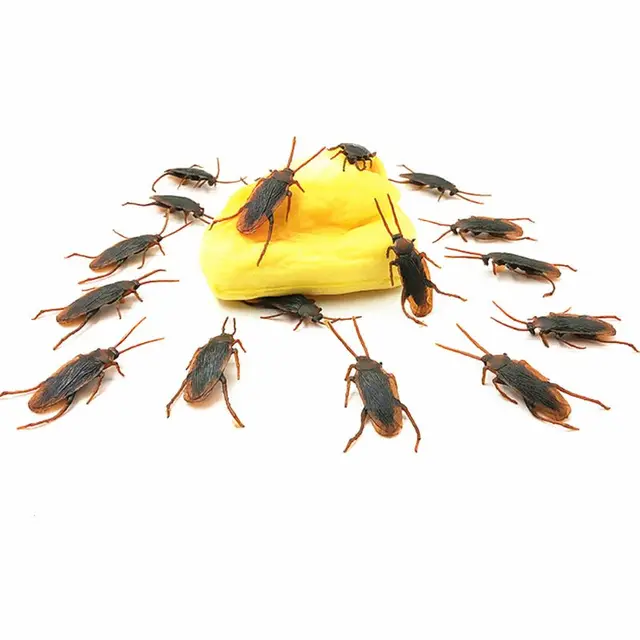 12Pcs Lifelike Cockroaches Toy Halloween Gadget Gags Practical Jokes Toys Plastic Bugs L4MC 5