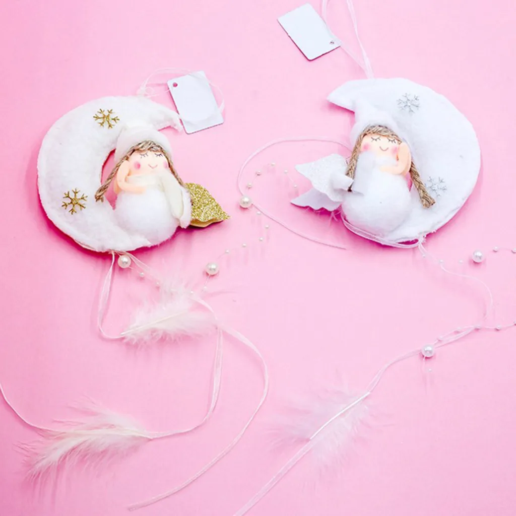 

Felted Wool Moon Angels Christmas Ornament Lovely Pendant Party Decor Kids Room Decoration navidad decoraciones para el hogar