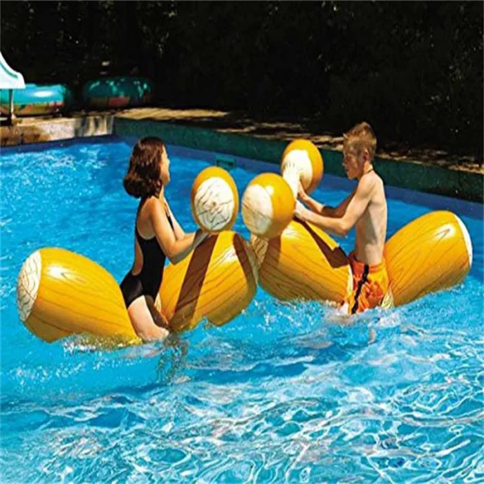 1 Set Inflatable Swimming Pool Floating Toy Wood Grain Row Seat for Kid Adults ALS88