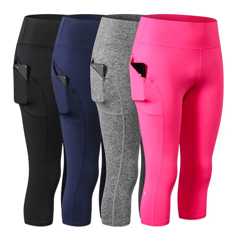 Women Capri For Sport High Slim Waist Pocket Leggings 3/4 Yoga Compression Running Tights Gym Pants Fitness Clothing Sportswear Women Capri For Sport High Slim Waist Pocket Leggings 3/4 Yoga Compression Running Tights Gym Pants Fitness Clothing Sportswear