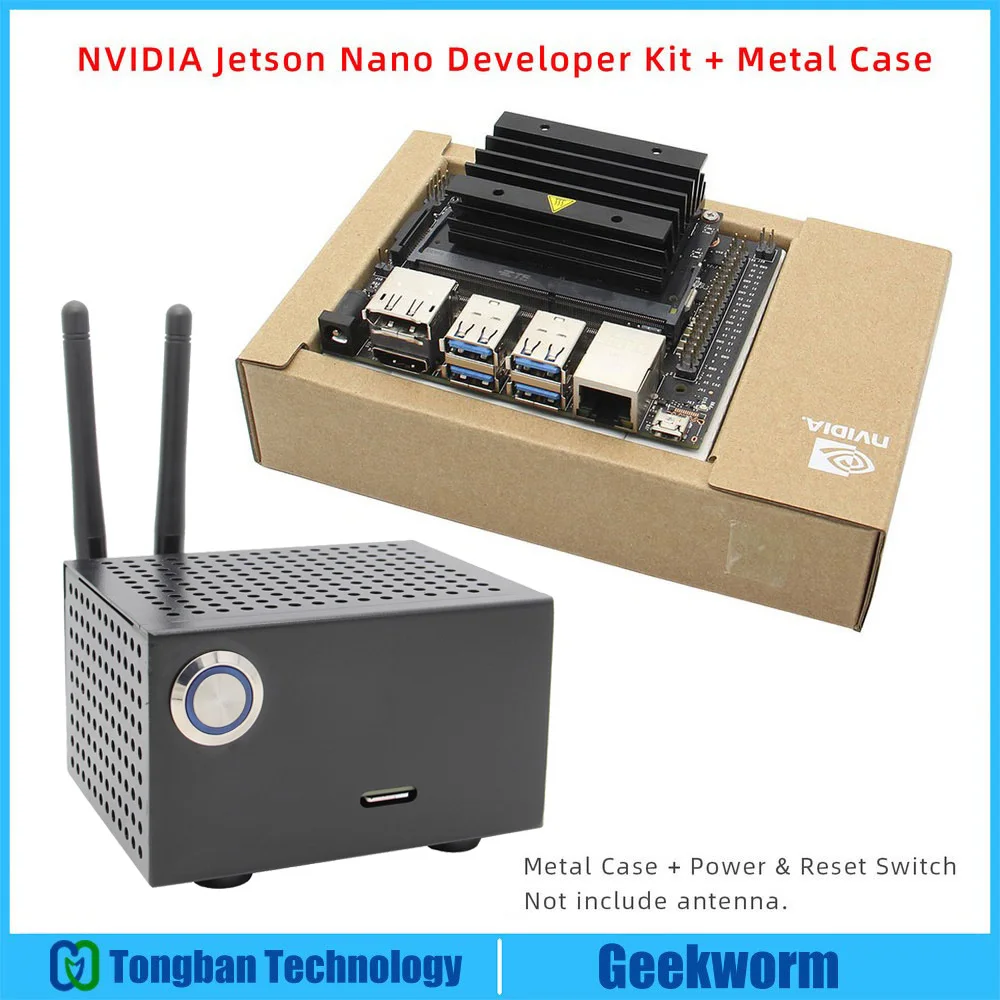 NVIDIA Jetson Nano Developer Kit+ металлический чехол с переключателем питания и сброса для искусственного интеллекта/AI Computing