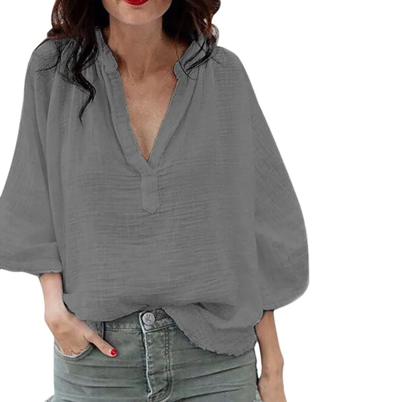 

2019 Fashion Lantern Long Sleeve V Neck White Shirt Women Blouse Ladies Tops New Casual Solid Color Blouses blusas femininas