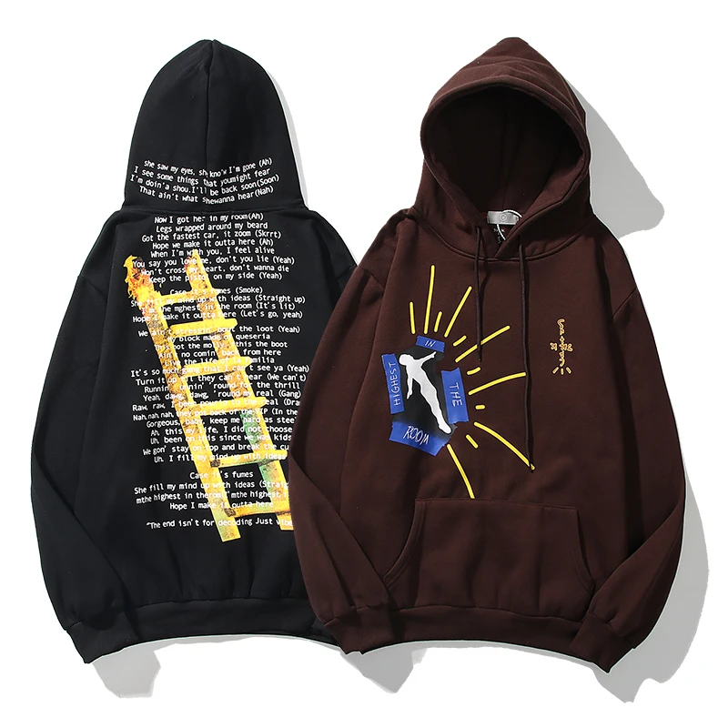 Harajuku Cactus Jack più alto nella stanza felpa con cappuccio uomo e donna Oversize Stranger Things felpa con cappuccio allentata felpe con cappuccio Streetwear