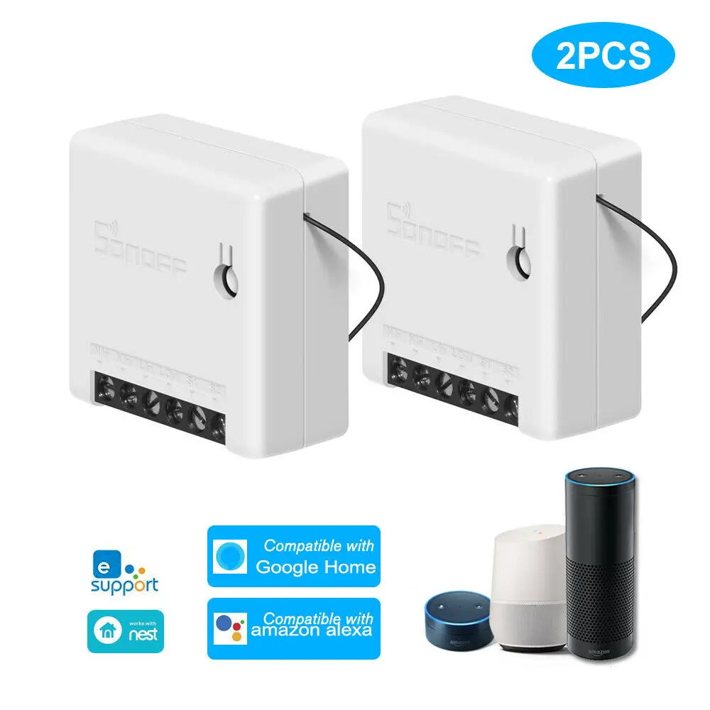 2 pcs Sonoff MINI 10A умный пульт дистанционного управления Wifi переключатель таймер DIY беспроводной переключатель умный WiFi Alexa совместимый умный дом автоматизация - Комплект: 2 pcs
