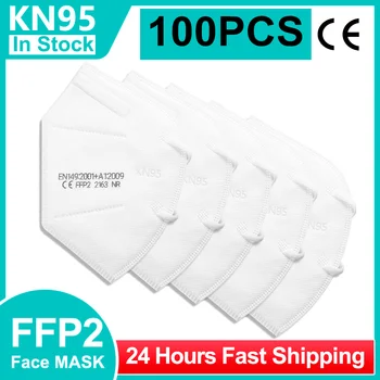 

100 Piece FFP2 Face Mask KN95 Mask 5-Layer Dust Respirator Filter Breathable Protective Mouth Mask Reusable CE ffp2 kn95 masks