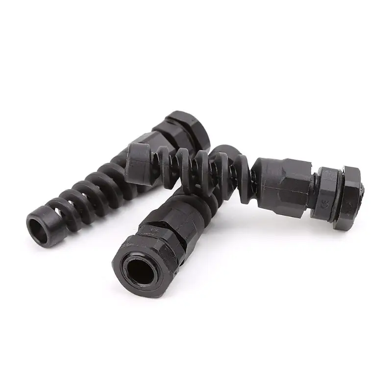 Electrical Connector Cable Gland 10pcs Waterproof M12 PG7 Cable Connectors Spiral Strain Relief Protector