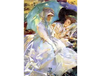 

5 Hand Painted Art Paintings by College Teachers - Simplon Pass Reading John Singer Sargent girls - Oil Painting on Canvas