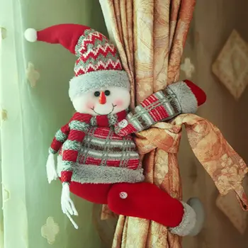 

Christmas Winter Curtain Tieback Buckle Holder Clip Cute Cartoon Santa Claus Reindeer Snowman Doll Home Xmas Party Decoration