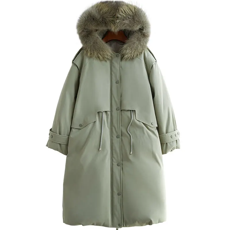 

New 2020 Down Jackets Overcoat Girls Long Raccoon Heavy Seta Lead Even Hat Loose Coat