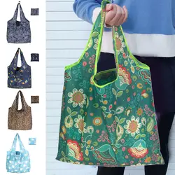 Женская сумка для покупок с принтом, складная вместительная сумка, сумка для хранения, многоразовая сумка на плечо K2