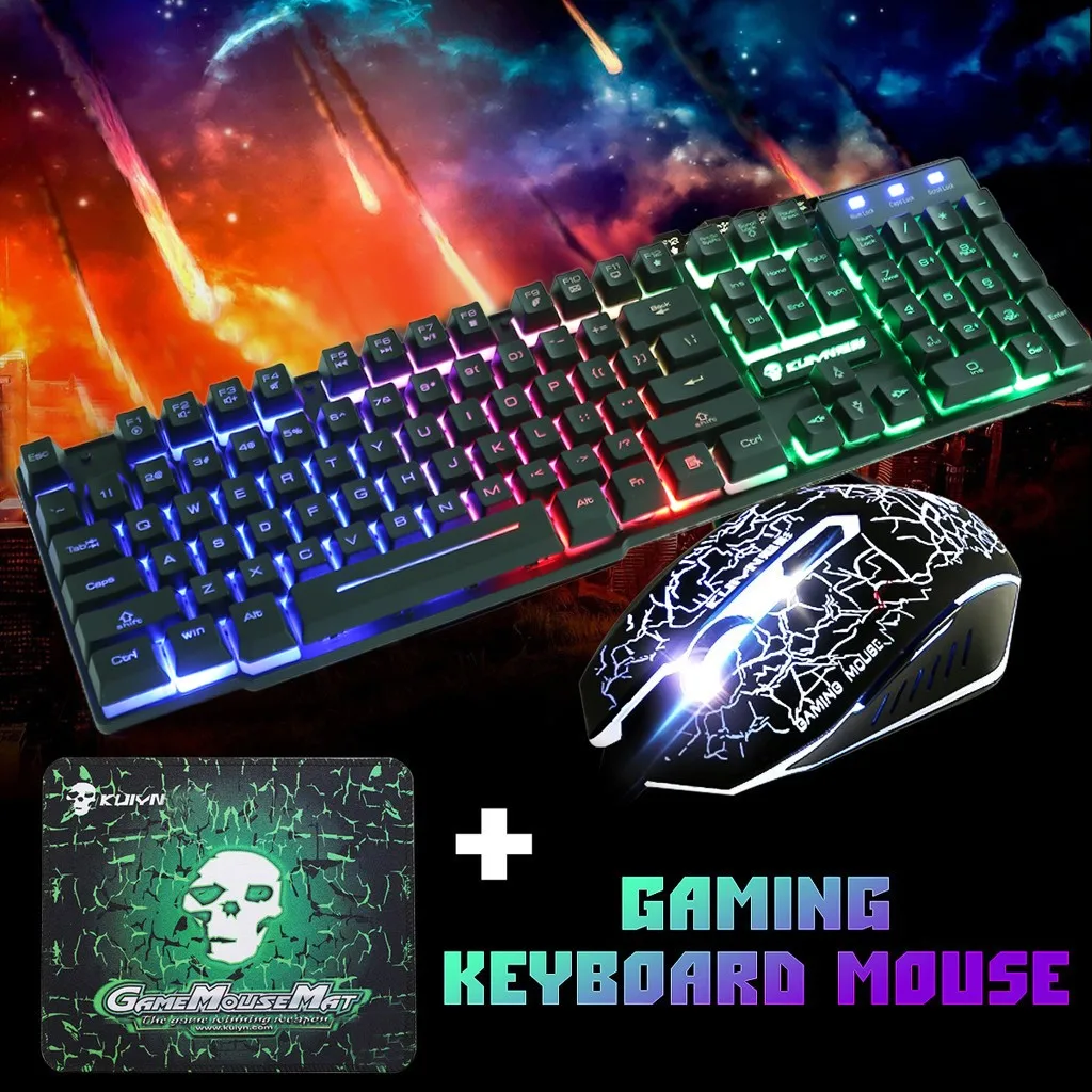 Gaming keyboard and Mouse Wired backlight mechanical feeling keyboard Gamer kit Silent 2400DPI Gaming Mouse Set for PC Laptop