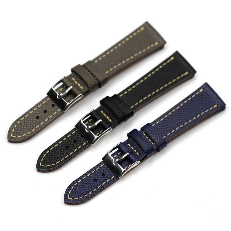 

Handmade cowhide strap retro strap soft and comfortable Italian palm print leather 20 22 24MM gray blue black belt length 200MM