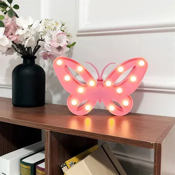 

tive Butterfly Cartoon LED Night Light Lamp Battery Powered Lights Decor New girl heart LED butterfly shape decorative light