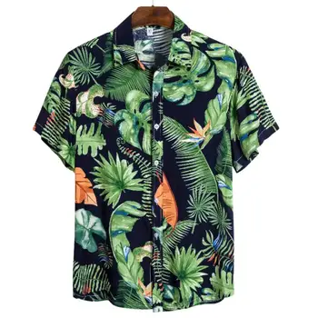 

new men shirts Floral Print Hawaiian Shirt Men 2020 Beach Holiday Aloha Mens Casual Shirt Slim Fit Short Sleeve Tropical Shirt