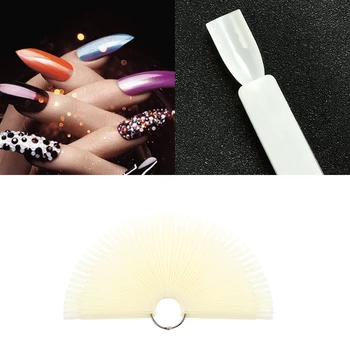 

50pcs False Nail Art Tips Sticks Polish Display Fan Wheel Practice DIY Salon Set
