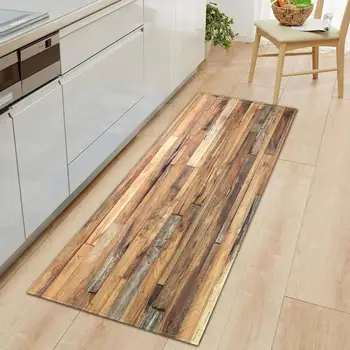 

40 X 120cm Wood Grain Bathroom Door Anti-slip Bath Carpet Floor Mat Living Room Floor Mats Modern Kitchen Rug Home Decoration