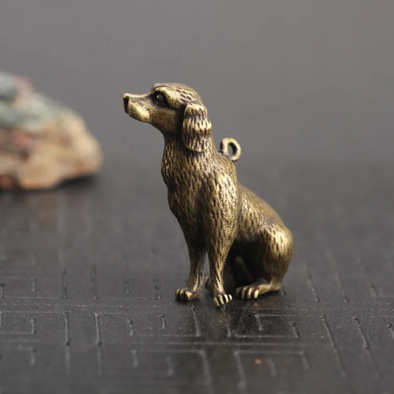 Solid Brass Poodle Figurine Statue Dog Decoration Ornament Animal Figurines 