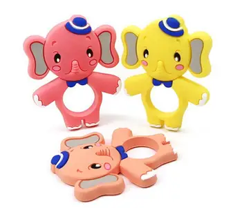 

100pcs Food Grade Silicone Teethers Animal Baby Ring Teether Infant Silicone Chew Charms Kids Teething Gift