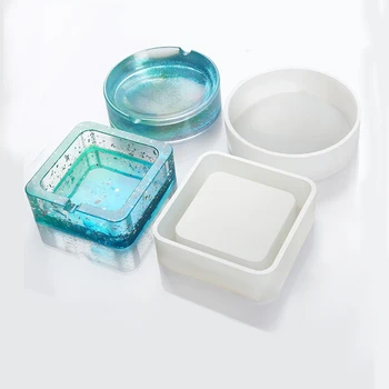 

Transparent Silicone Round Square Ashtray Mould Mould Square Diy Epoxy Jewelry Mold For Jewelry