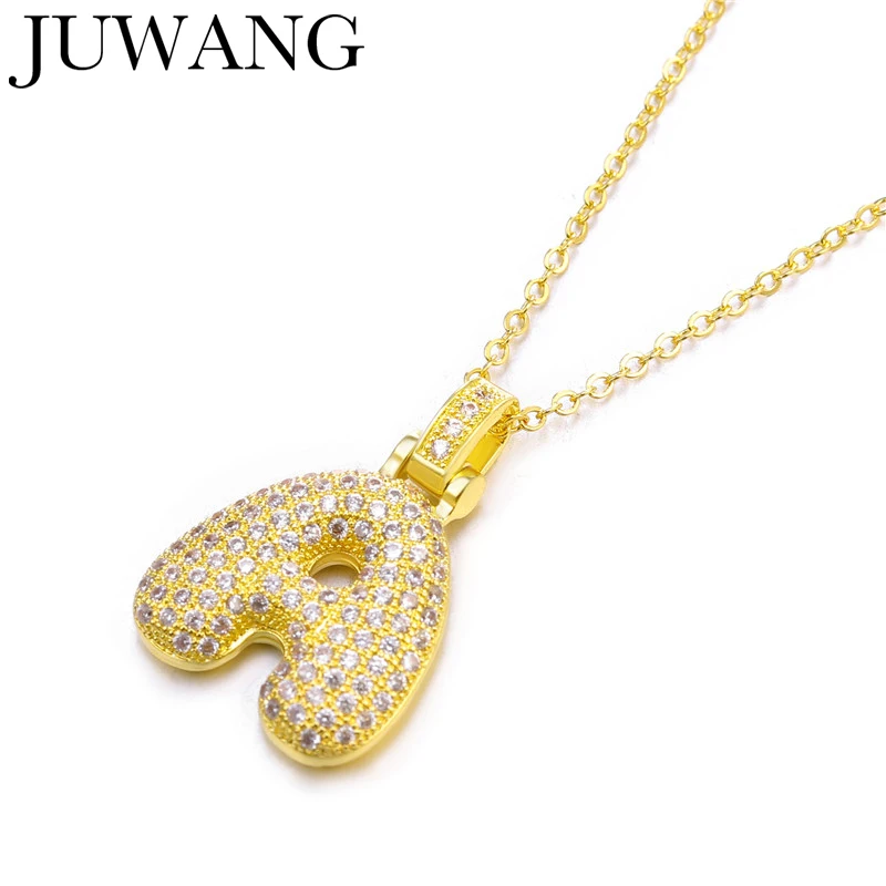 

Fashion Charm Gold 26 Alphabet Pendant Necklace Initial Letter Long Necklace Micro Pave Zircon CZ Female Man Christmas Gift