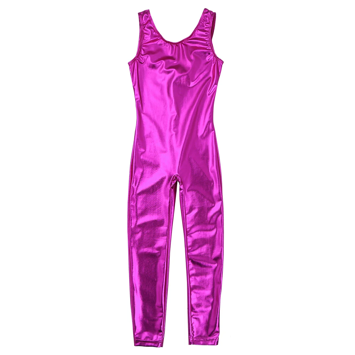 Kids Girls Sleeveless Glossy Metallic Ballet Gymnastics Leotard Jumpsuit Unitard Teens Girl Dance Wear Ballerina Dance Costume