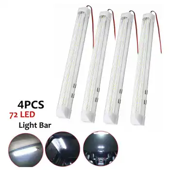 

4pcs 12V 24V 72 LED Car Interior Light Strip Light Bar Lamp Van Caravan ON/OFF Switch For Truck Trailer Caravan Touring