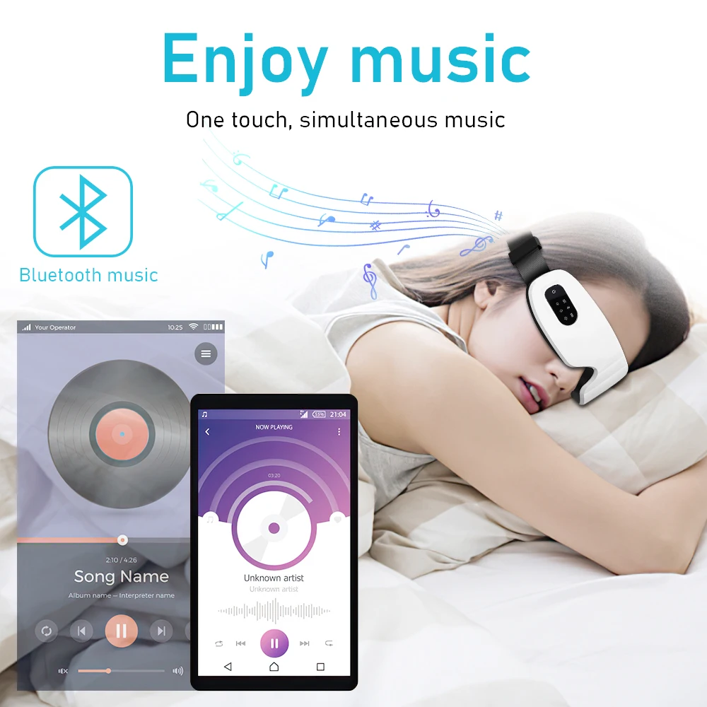 Вибрирующий массажер для глаз Электрический Bluetooth прибор ухода за глазами снятия