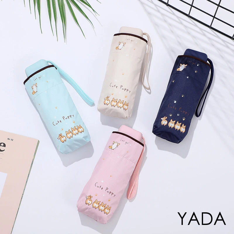 YADA Lovely Dog Pattern Mini Umbrellas Parasol Folding Cartoon Animal Umbrellas Rain For Women UV Windproof Umbrella YS200261