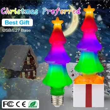 

E27 Xmas Tree Light Bulb with USB Port AC85-265V/DC5V Energy Saving Outdoor Christmas Decorations Lights for Bedroom Party