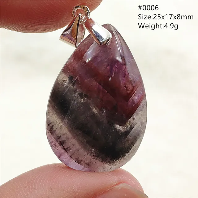 Genuine Natural Cacoxenite Auralite 23 Purple Red Pendant Water Drop Rutilated Bead Women Men AAAAAA 0006