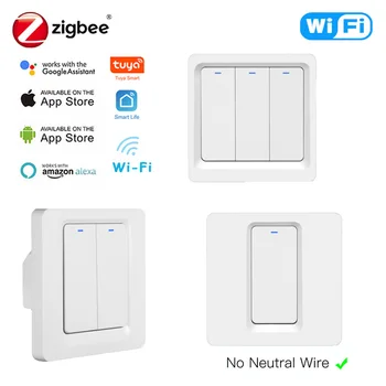

New Zigbee Tuya/Smart Life APP 1/2/3 Gang WiFi Wall Light Touch Switch For Google Home Amazon Alexa Voice Control Smart Home