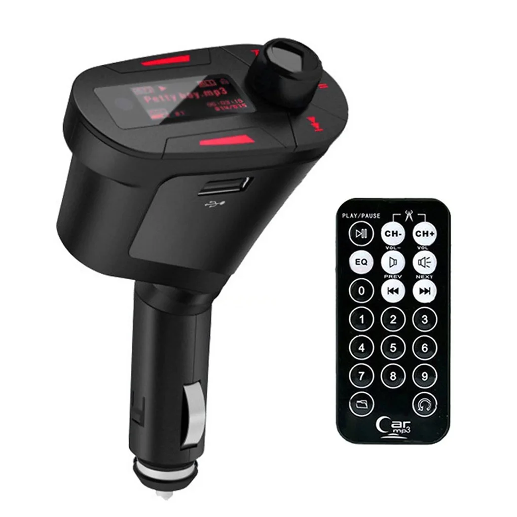Автомобильный комплект MP3-плеер беспроводной FM USB передатчик SD MMC Красный ЖК Авто Аудио плеер дистанционное управление