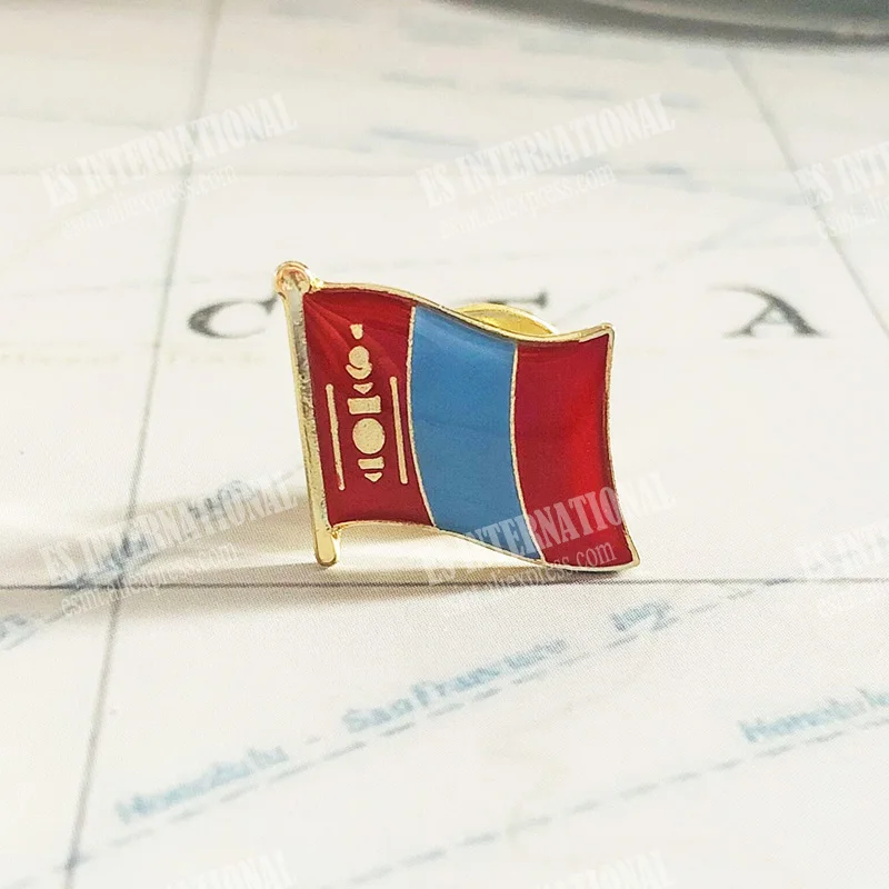 

Mongolia National Flag Lapel Pins Crystal Epoxy Metal Enamel Badge Paint Brooch Souvenir Suit Personality Commemorative Gifts