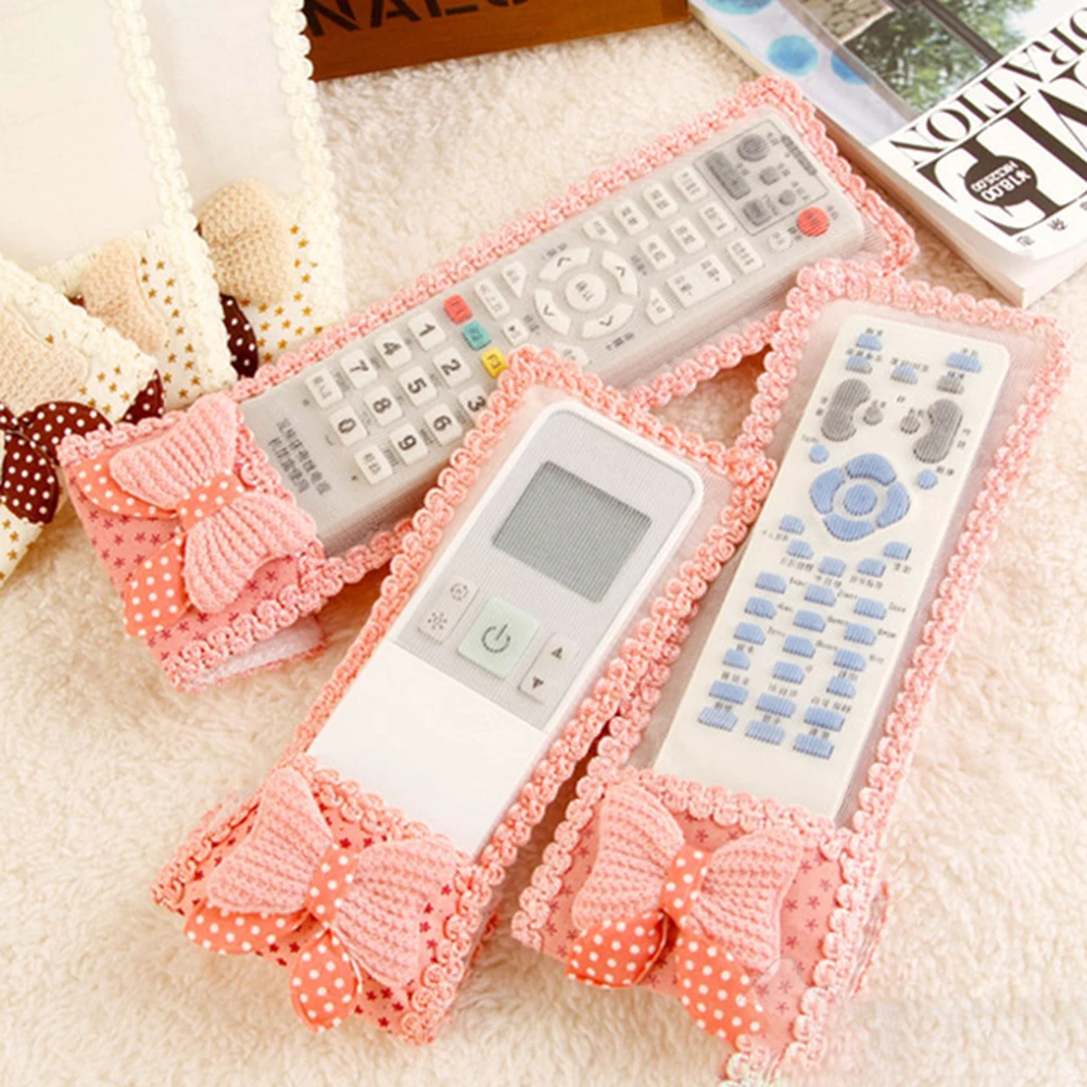 Lace Bowknot Fabric Air Conditioning TV Remote Control Dust Cover Protectoring Case