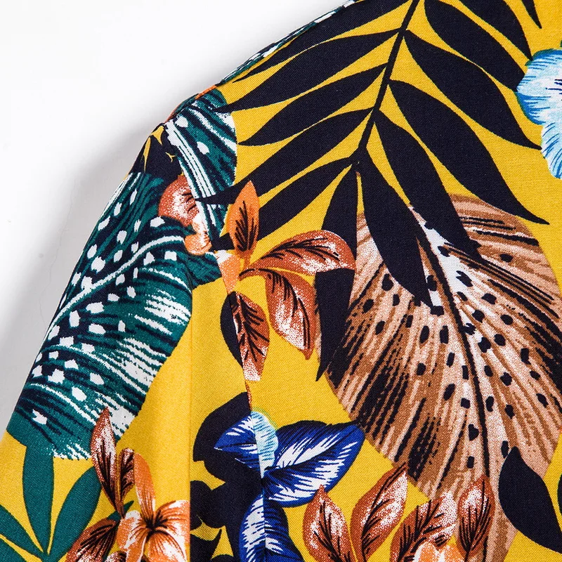 MONERFFI 2020 Quality Harajuku Beach Shirt Men Short Sleeve Hawaiian Shirt Casual Summer Floral Print Men Blouse Loose Surfing