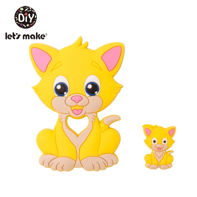 cat2 Let's Make 2 шт./компл. силиконовый Прорезыватель для зубов малышей игрушки Diy Аксессуары для колясок для соски с цепочкой, Еда Класс игрушки Детский Прорезыватель для зубов - Цвет: cat2