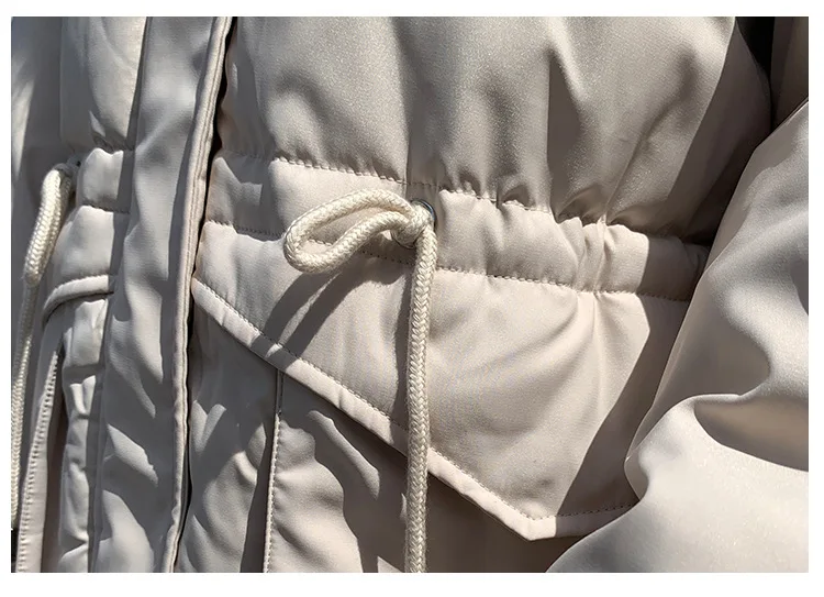 Winter jacket women Korean Version Mid-long Three-dimensional Pocket Large Hair Collar Down Cotton Clothes