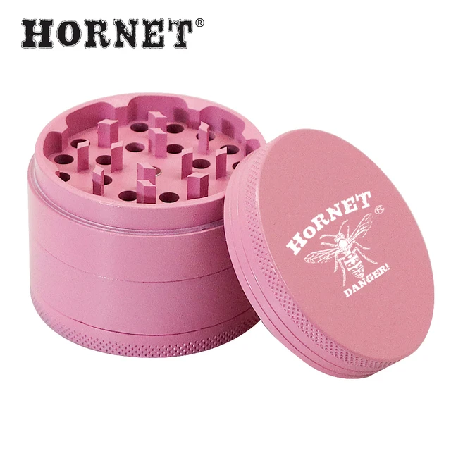 HORNET Aluminum 63MM 4 Layers Tobacco Herb Grinder Metal Non-Stick Smoking Herb Spices Grinder Crusher Smoke Accessories Pink