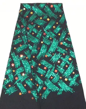 

2019 Embroidered Nigerian sequins velvet Laces Fabric Bridal High Quality velvet Tulle Lace Fabric for Wedding DPOC131