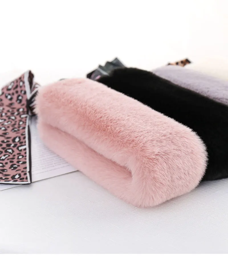 Мягкий женский шарф из искусственного кроличьего меха, плюшевый воротник, модная теплая зимняя шаль для девочек, echarpe femme hiver