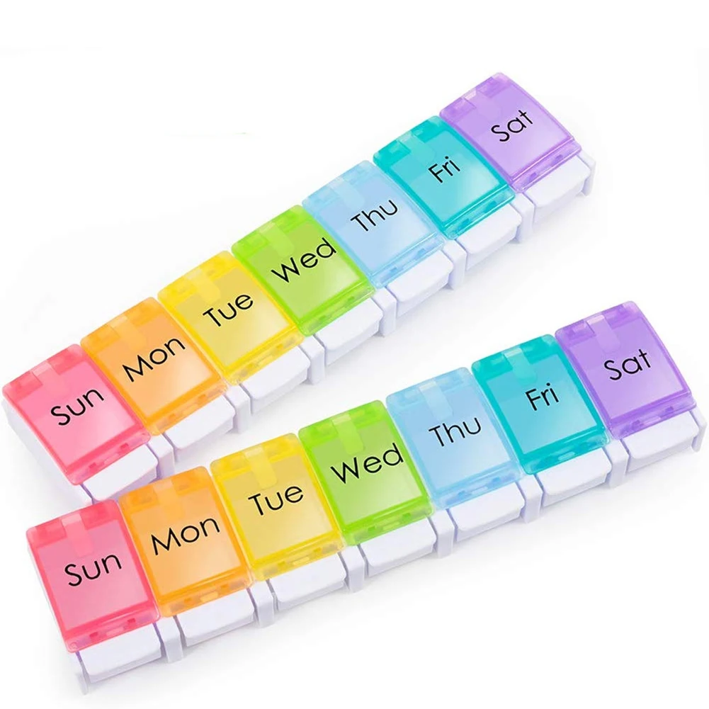 AUVON Weekly Pill Organizer Arthritis Friendly, 7 Day Pill Box Case with  Spring Open Design