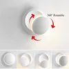 6W LED Wall Lamp 360 degree rotation adjustable bedside light White and Black creative wall lamp Black modern aisle round lamp 5