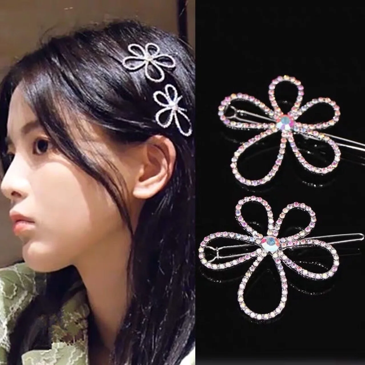 Hair Accessory Hair Clip Jewelry Accessories Fashion Crystal Hair Clips for Women Snowflake Butterfly Flower Rhinestone Hair Accessories Female Vintage Jewelry Hairwear
